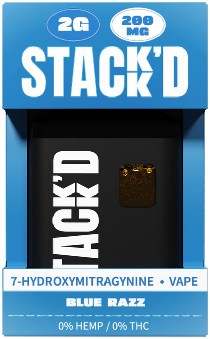 STACK'D 7-HYDROXYMITRAGYNINE BLUE RAZZ VAPE 2G - Seven Tech