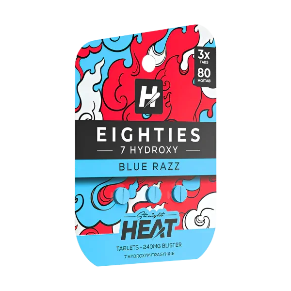 Straight Heat 3ct 7OH Eighties Tabs Blue Razz 80mg per Tablet - Seven Tech